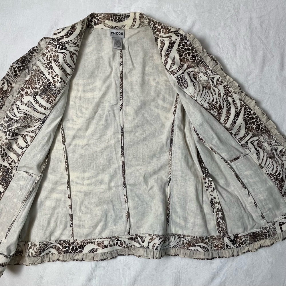 Chico's animal print linen blend size 2 overshirt - Picture 10 of 13